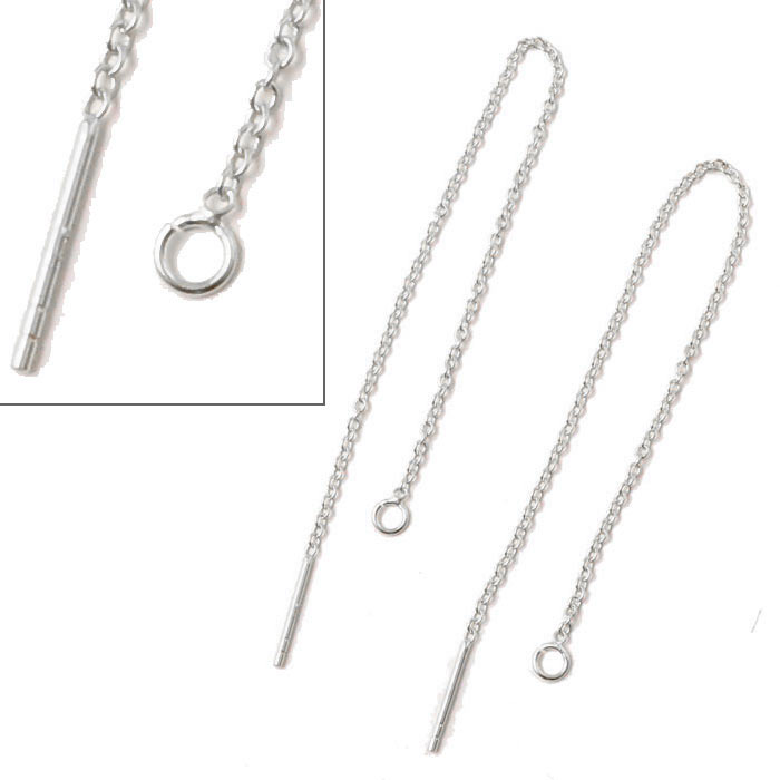 Earthreads, cable-chain, with peg and open loop, silver, length 6 cm, 2pcs