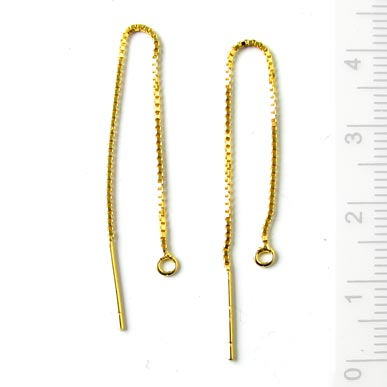 Earthreads with open loop and peg, gold-plated silver silver, length 6 cm, 2pcs