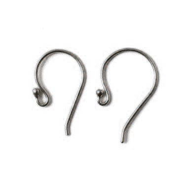 Earwires, standard, with ball, oxidized silver, 17x11x0.8mm, 4pcs
