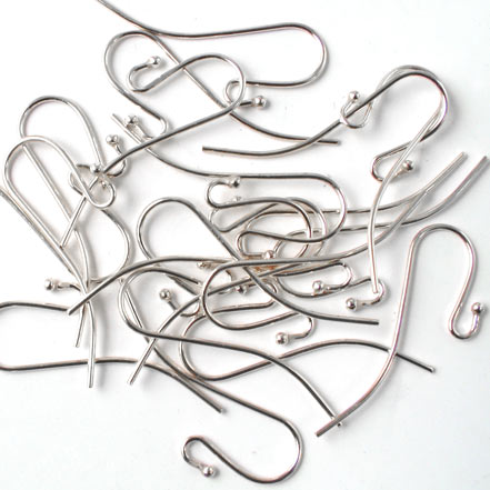 Bulk Purchase, Earwires with ball, Sterling silver, 24x12mm, 100pcs