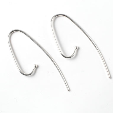 Earwires, long, open, with ball, sterling silver, 2pcs