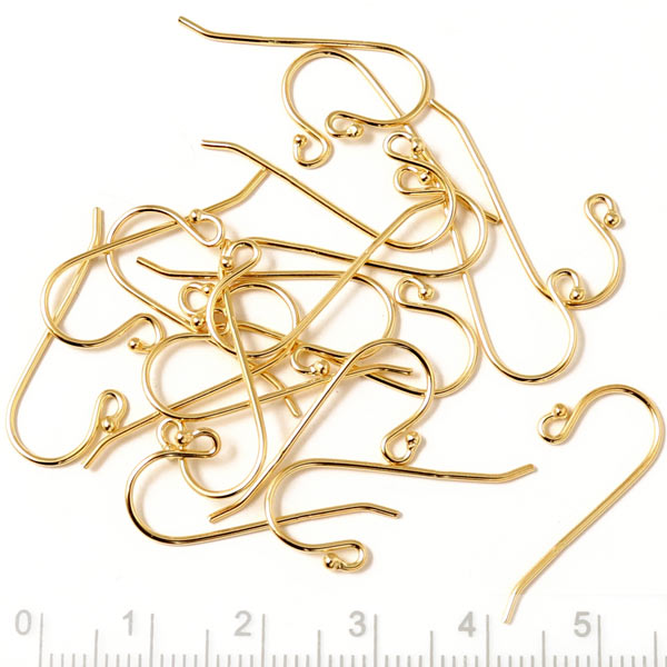 Bulk purchase, Earwires with ball, gold-plated silver 24x12mm, 100pcs