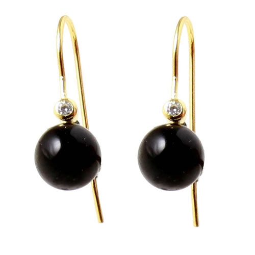 Earwires with pin and cubic zircon, gold plated silver, 27x3mm, 2pcs.
