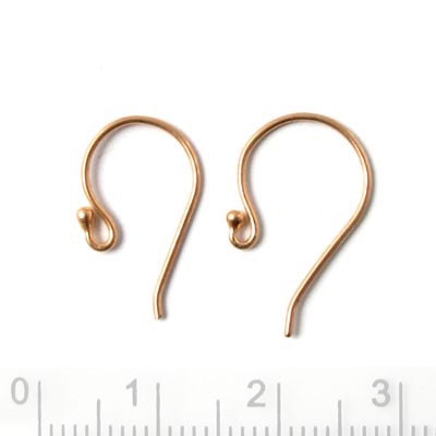 Earwires, standard, with ball, rose gold-plated silver, 17x11x0.7mm, 4pcs
