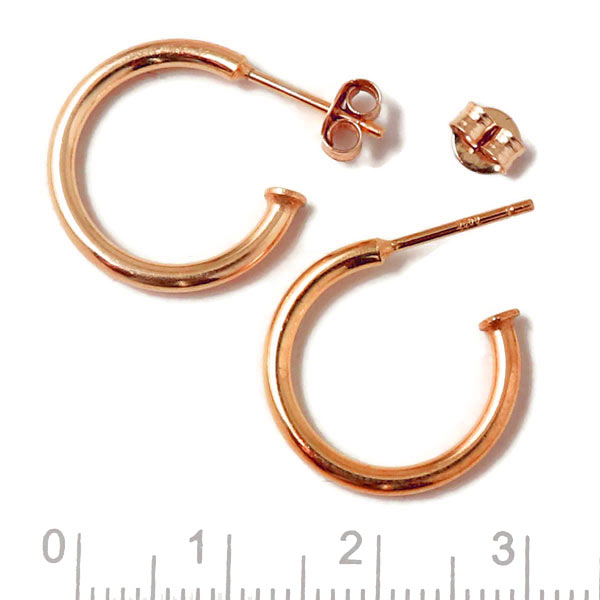 Earstuds, open arch, rose gold-plated silver, diameter 18mm, 2pcs