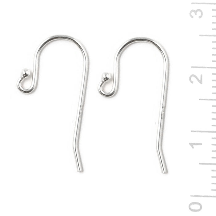 Earwires with ball, medium size, sterling silver, 21x11x0,8mm, 4pcs