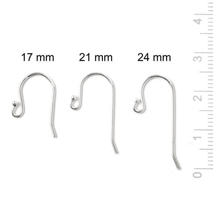 Bulk purchase, Earwires, standard, with ball, sterling silver, 17x11x0.7mm, 100pcs