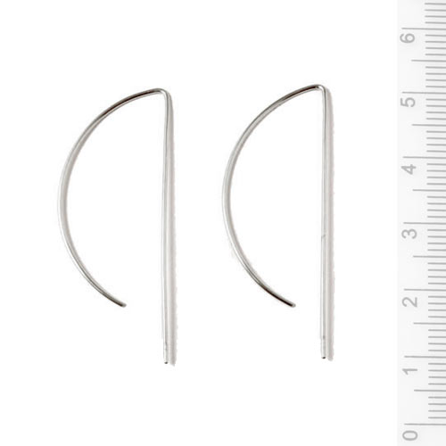 Earwires, long, open, P-shaped, 40x16mm, silver, 2pcs
