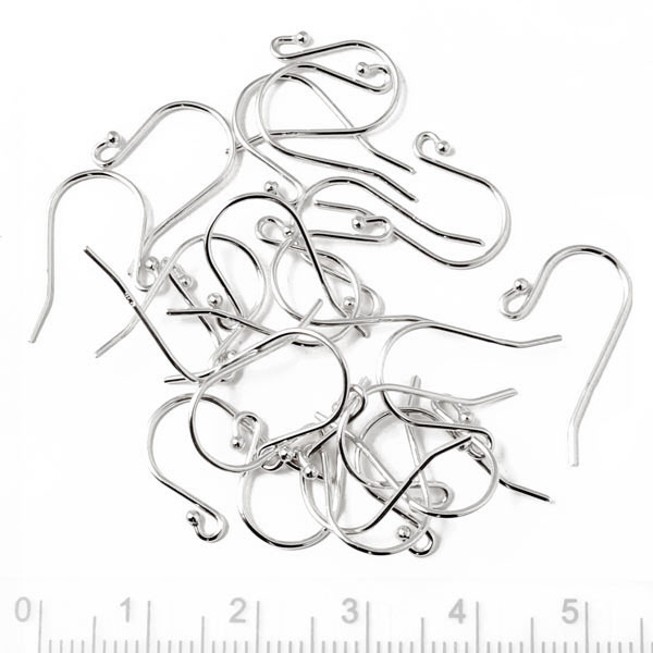 Bulk purchase, Earwires, standard, with ball, sterling silver, 17x11x0.7mm, 100pcs