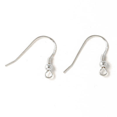 Earwires with spiral and ball, 20 mm, silver, 2pcs.