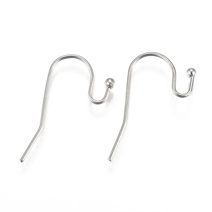 Earwires with ball, stainless steel, 21x12mm, 6pcs