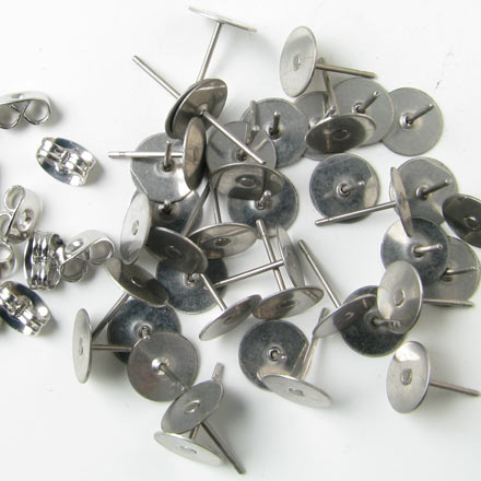 Bulk purchase. Earstuds with flat pad, surgical steel, 8mm, 100pcs