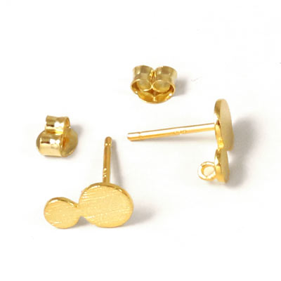 Earstuds, brushed double coins and eye, gilded silver, 9mm, 2pcs
