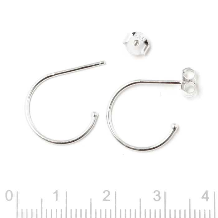 Earstuds, open arch, Sterlingsilver, diameter 15mm, 2pcs