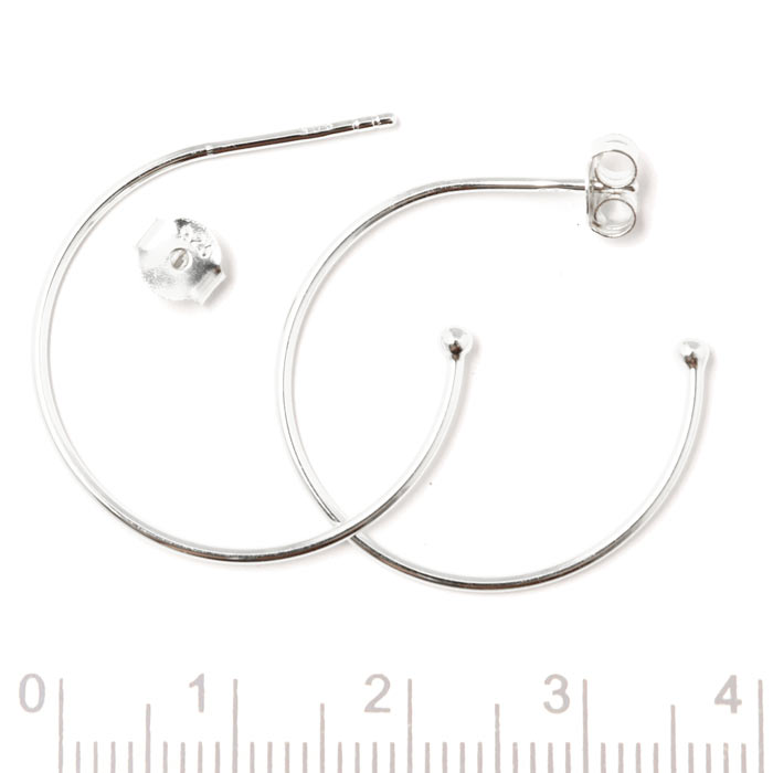 Earstuds, open arch, Sterlingsilver, diameter 25mm, 2pcs