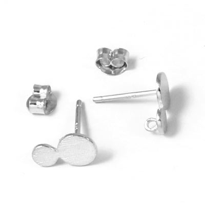 Earstuds, brushed coins and eye, Sterling silver, 9mm, 2pcs.