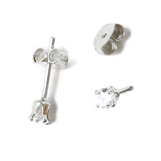 Earstuds with crystal, Sterling silver, 13x3mm, 2pcs.