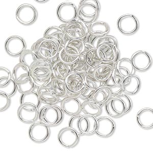 Aluminium jump rings, silver-toned, 6/4mm, 100pcs
