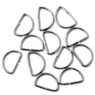 D-shaped jumpring, metal, 15x23mm, 10pcs.