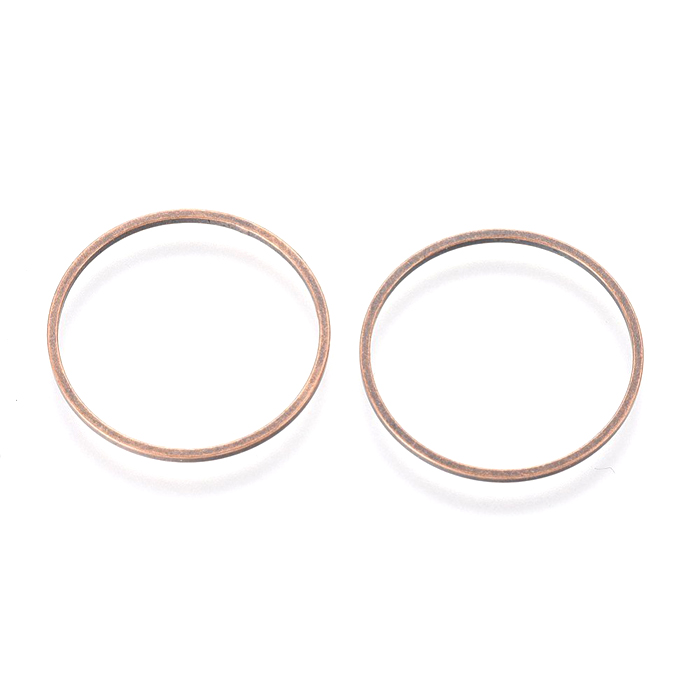 Ring, antique copper plated brass, closed, flat wire, 20x1mm, 10pcs