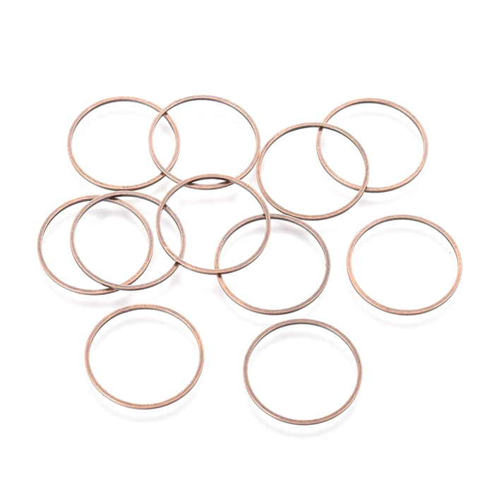 Ring, antique copper plated brass, closed, flat wire, 20x1mm, 10pcs