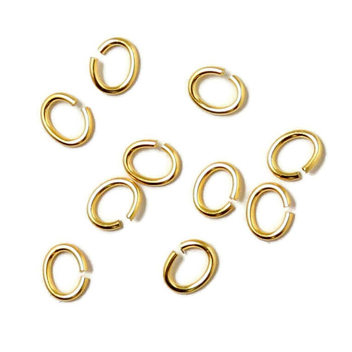 Oval jumpring, gilded silver, åben, 5x4x0,7mm, 10pcs.
