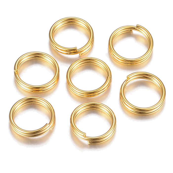 Split ring or key ring, gilded STEEL, 8mm, 20pcs.