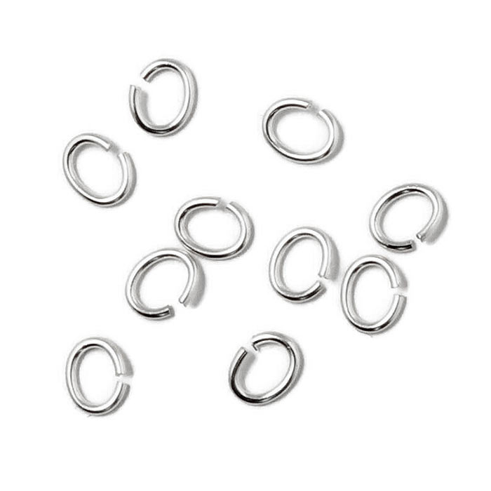 Oval jumpring, silver, åben, 5x4x0,7mm, 10pcs.