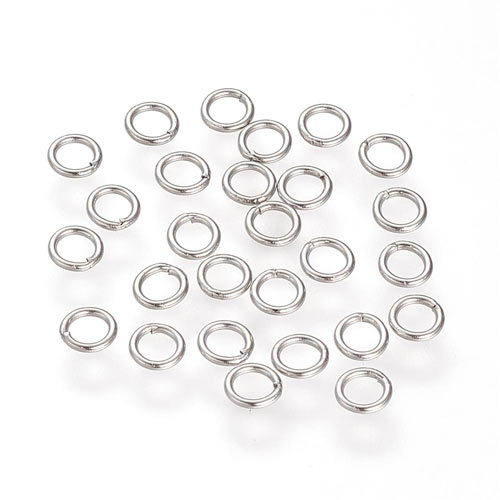 Jumpring, stainless, STEEL, CLOSED, steel color, 4x0,7mm. 10pcs.