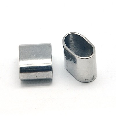 Ring / collector bead for cords, oval, stainless steel, 10x8x5mm, 2pcs