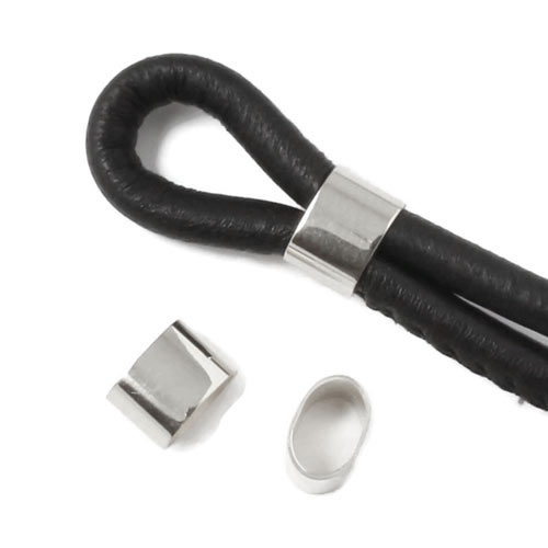 Ring/spacer bead, oval, stainless steel, 9x5.5mm, 2 pcs.