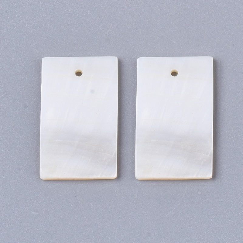 Mother-of-pearl, square pendant, white, 20x13x1.5mm, 4pcs