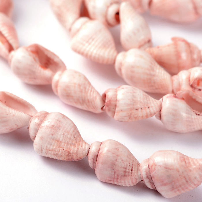 Conch beads, dyed, pink, through drilled, hole: 0,3mm, appx. 10x8mm, 20pcs