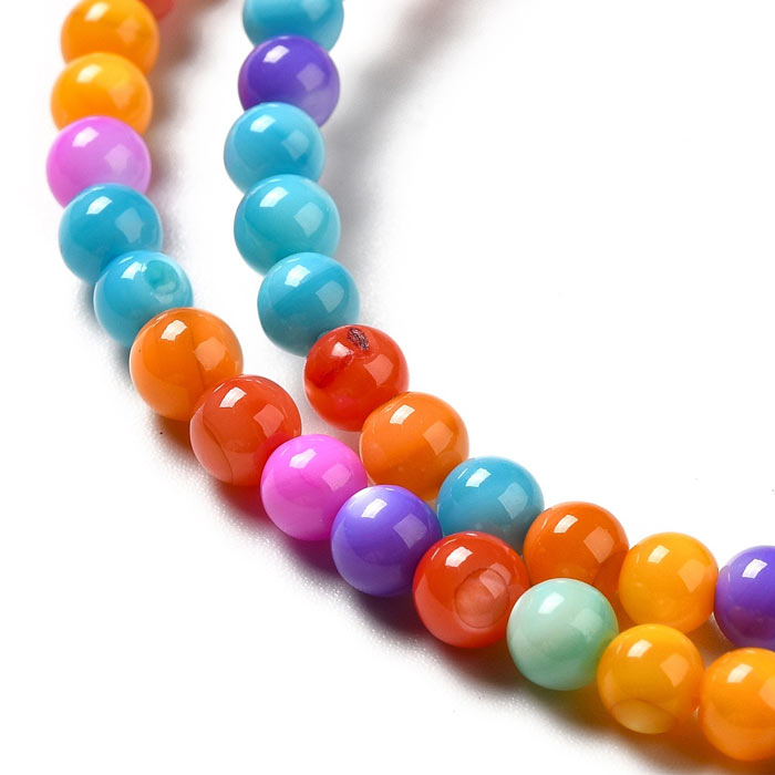 Shell beads, full strand, round, mixed colors, 4 mm, appx. 95 pcs.
