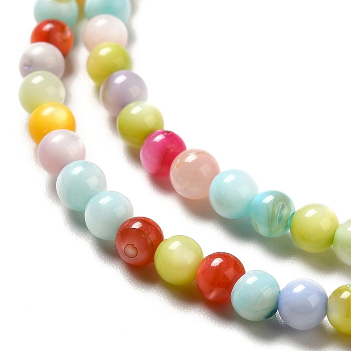 Shell beads, full strand, round, mixed light colors, 3 mm, appx. 125 pcs.