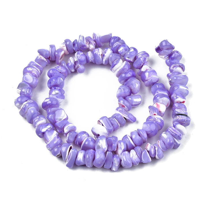 Mother of pearl, lilac, dyed, fullstrand, polished pieces, appx. 8x10x6mm, appx. 100 pcs
