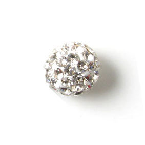 Half-drilled sphere with transparent crystal,10mm, 1pc.