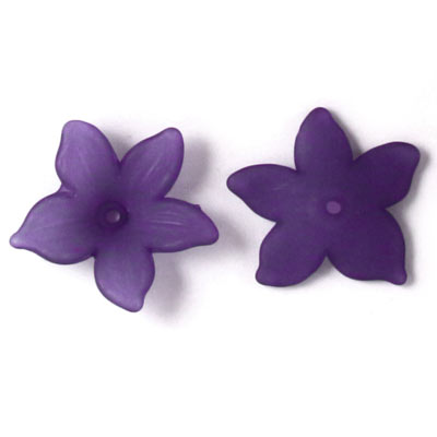 Acrylic flowers with pointed petals, dark purple, 20x5mm, 6pcs.