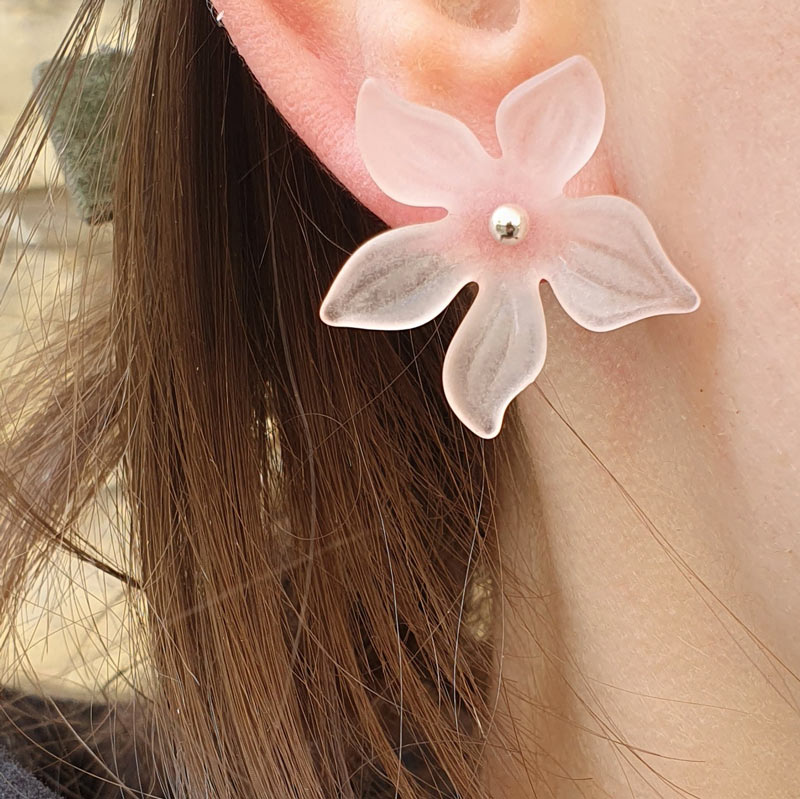 Acrylic flower, mixed colours, 26,5x6mm, 6pcs