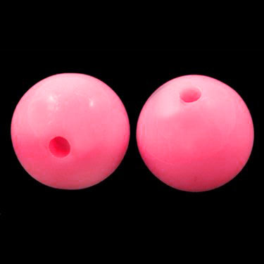 Acrylic beads, 20mm, round, medium pink, 6pcs.