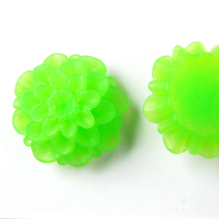 Resin dahlia, large size, frosted, green, 20x12mm, 1pc.