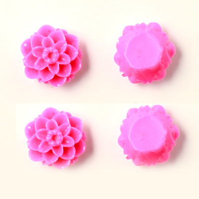 Resin dahlia, small, pink, 10x6mm, 4pcs.