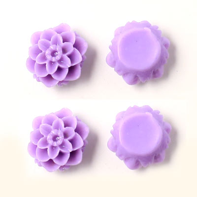 Resin dahlia, small, violet, 10x6mm, 4pcs.