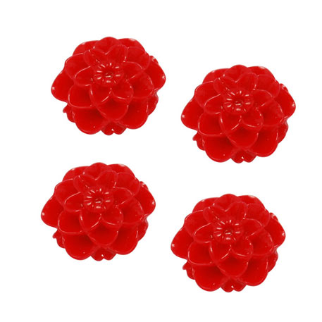 Resin, dahlia, small, red, 10x6mm, 4pcs.