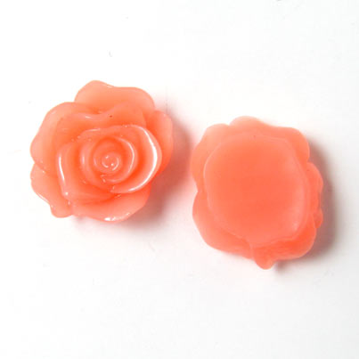 Resin rose, flat, transparent, salmon-coloured, 13x5mm, 4pcs.