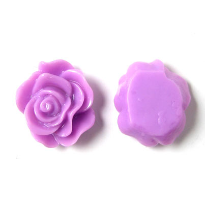 Resin rose, flat, red-violet, 13x5mm, 4pcs.