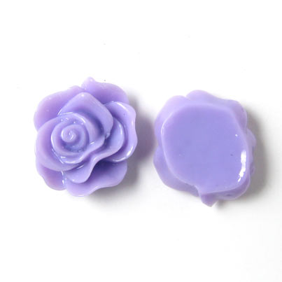 Resin rose, flat, blue-violet, 13x5mm, 4pcs.