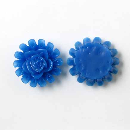 Resin rose, dark blue, 12x5mm, 4pcs.