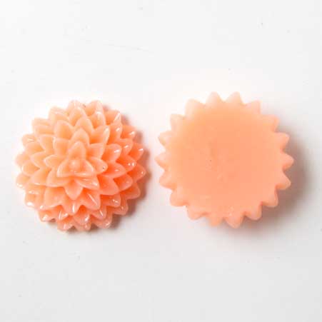 Resin, flat dahlia, peach, 15x6mm, 2pcs.