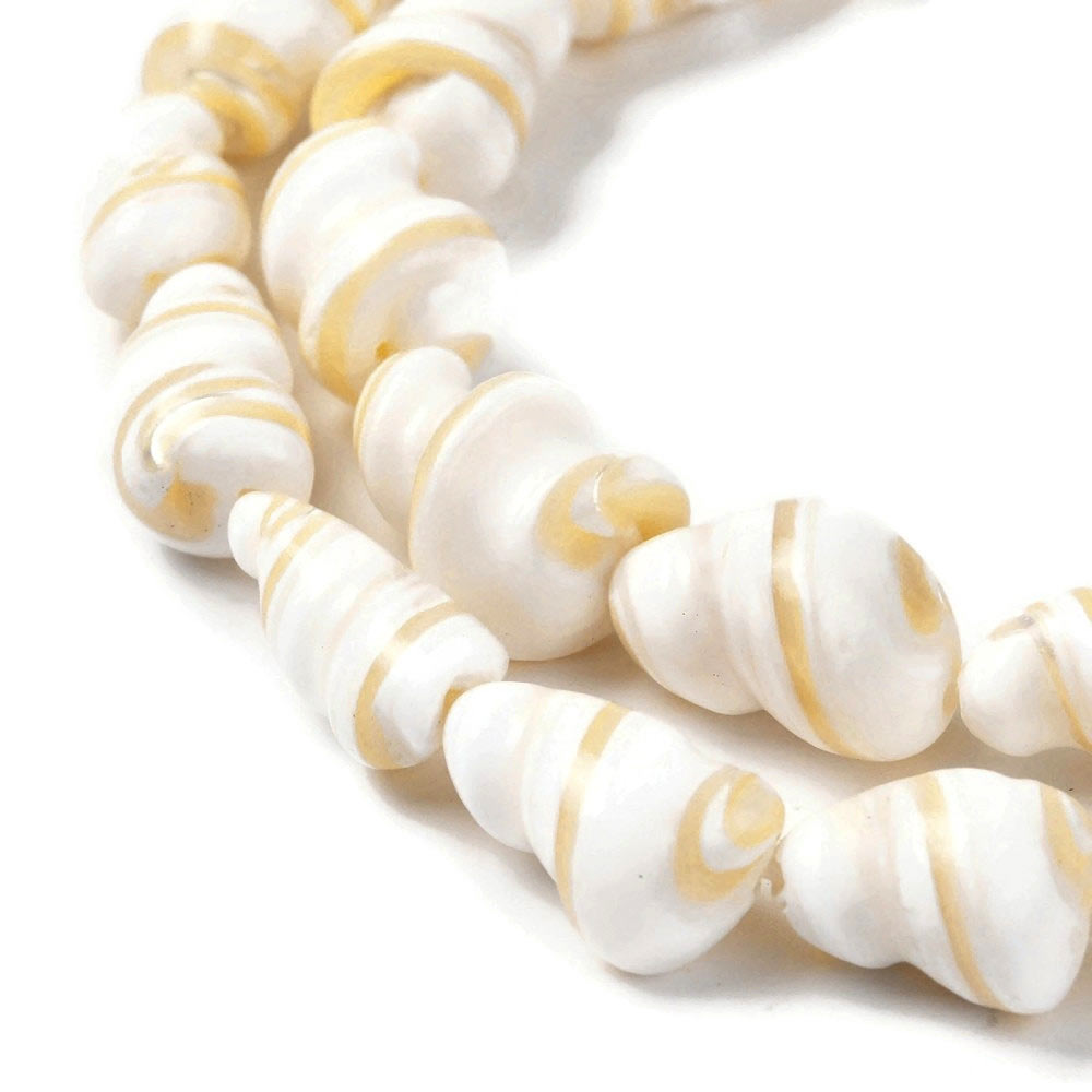 Mother of pearl beads, whole strand, striped white, pierced, approx. 10x8 mm, 27-28 pcs